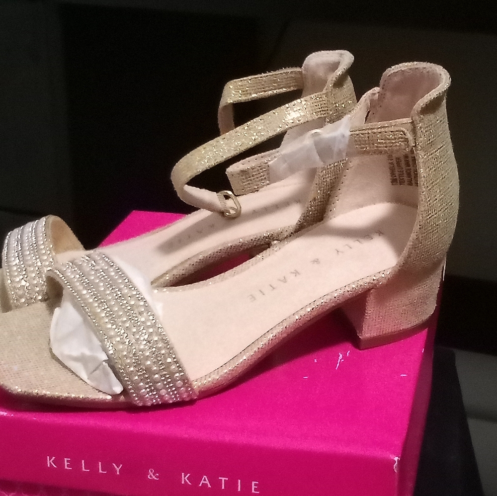 Kelly & Katie Gold Dress Shoes with Rhinestone Accents